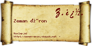 Zeman Áron névjegykártya